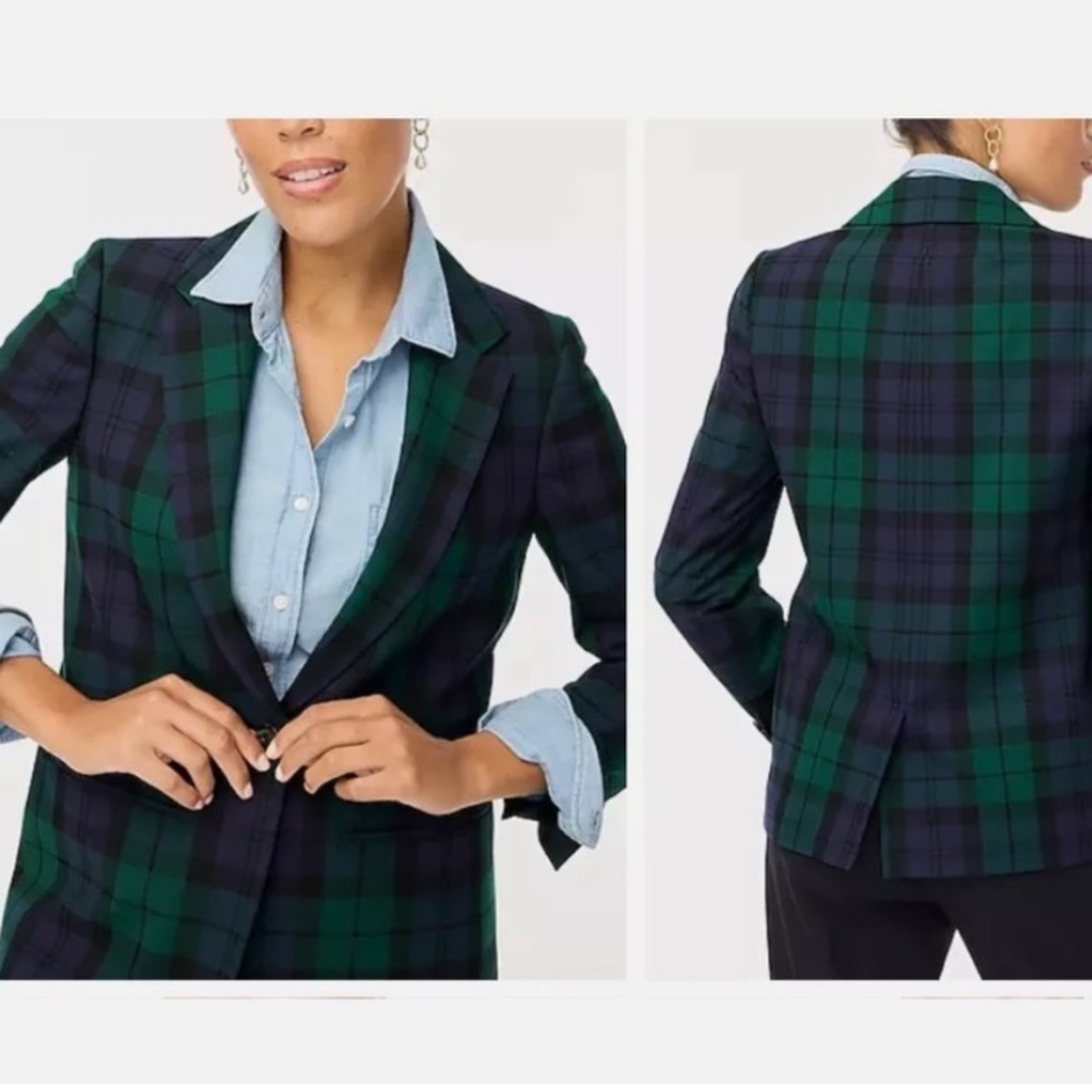 J. Crew Factory Black Watch Plaid Blazer